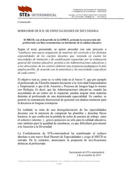 La LOMCE en marcha: el RD de especialidades pretende reconvertir al profesorado