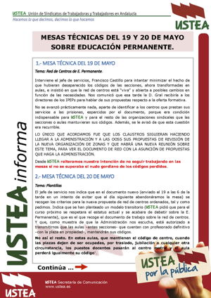 Informe Mesa Técnica 19 de Mayo. Educación Permanente