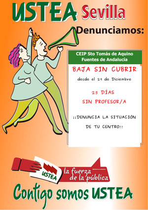 USTEA Denuncia: En Andalucía no se cubren las bajas del profesorado