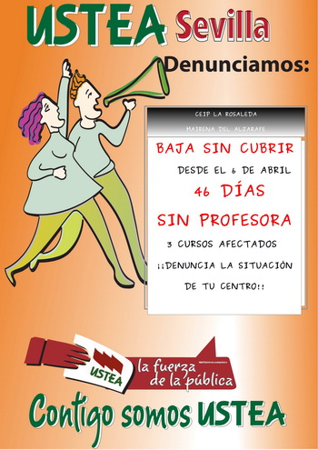 USTEA denuncia: Andalucía no cubre las bajas del profesorado