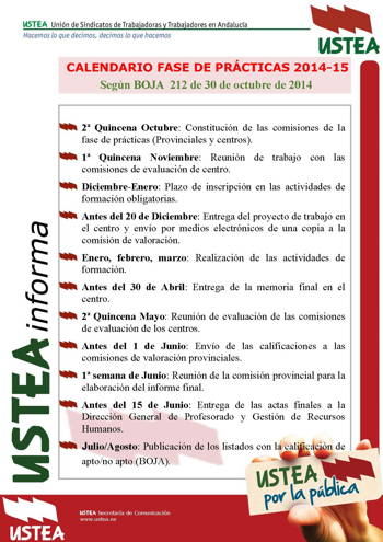 Oposiciones 2014. Calendario de Fase de Prácticas
