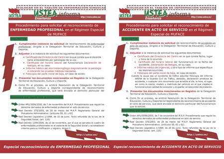 Reconocimiento de enfermedad profesional y/o Accidente laboral. Procedimiento de actuación