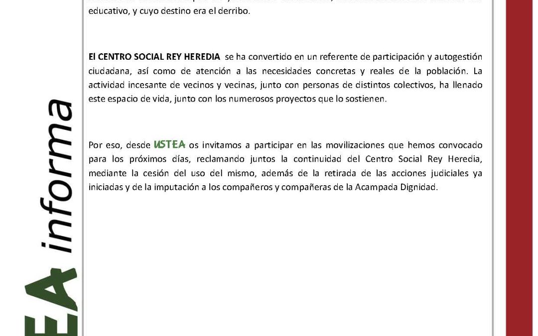 USTEA apoya día a día las actividades y las iniciativas del CENTRO SOCIAL REY HEREDIA