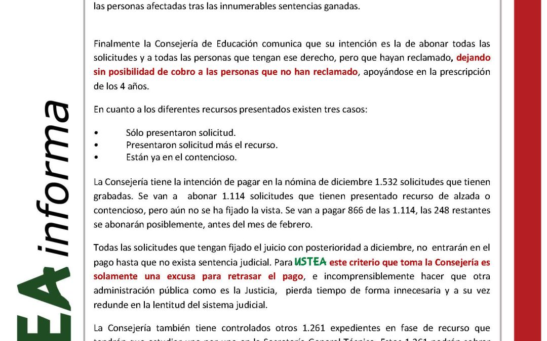 Comunicado de Prensa: Trienios