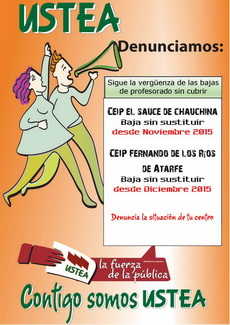 USTEA DENUNCIA: Sigue la vergüenza de las bajas del profesorado sin sustituir