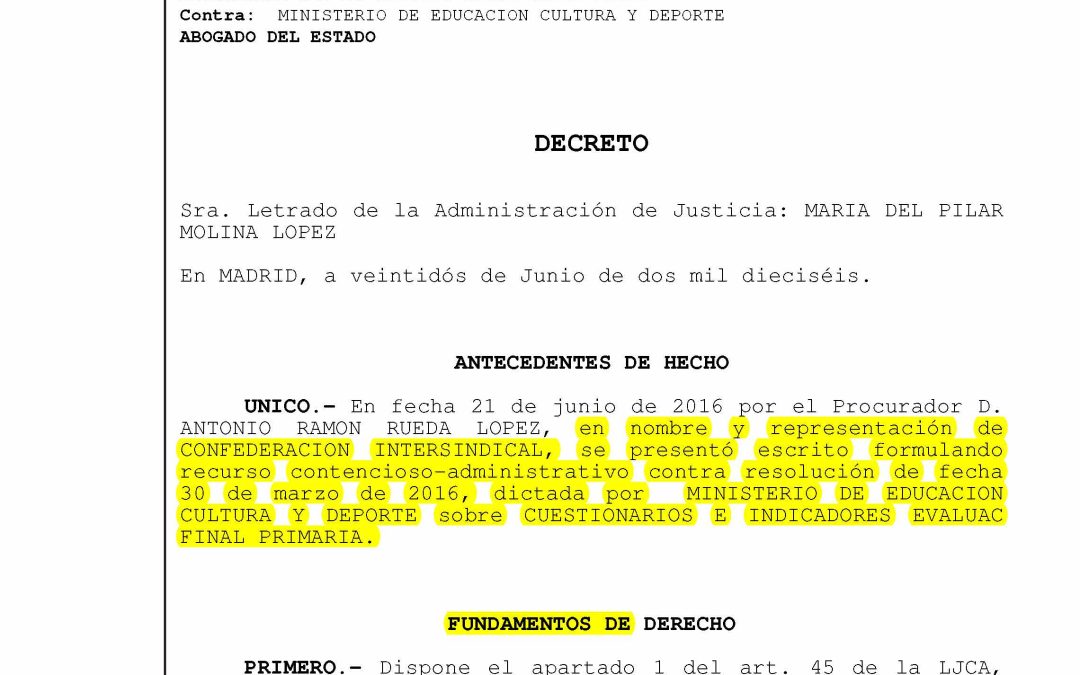 Recurrimos con STEs-i la resolución del Ministerio sobre cuestionarios e indicadores para la evaluación final de Primaria