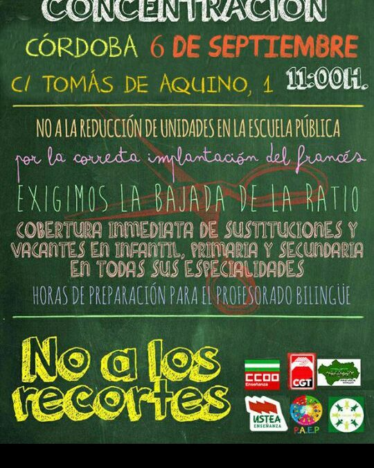 Información de El Diario de Córdoba sobre la concentración realizada ayer en la Delegación de Educación