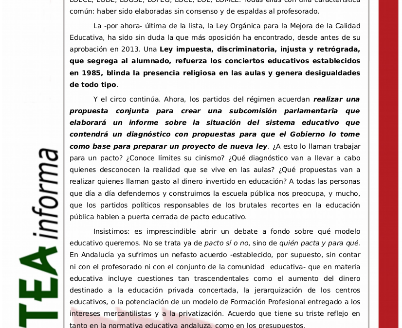 Leyes educativas de espaldas al profesorado