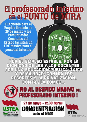 27M Marchas de la Dignidad. Concentración de Profesorado Interino ante el MECD