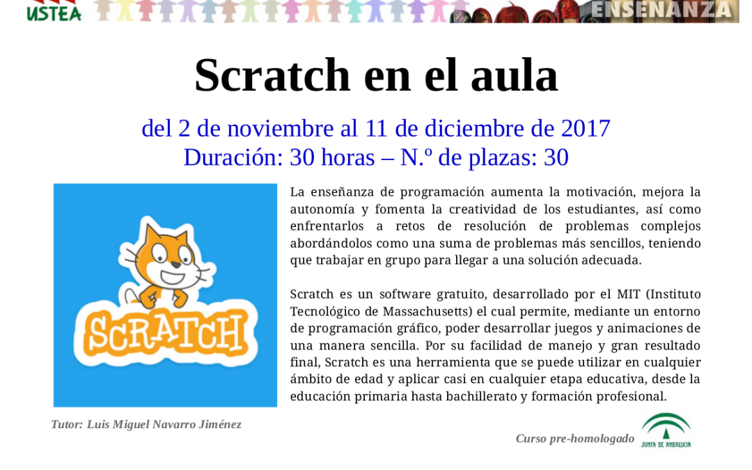 ¡Últimas plazas! Curso “Scratch en el aula” homologado con 30 horas por la CEJA
