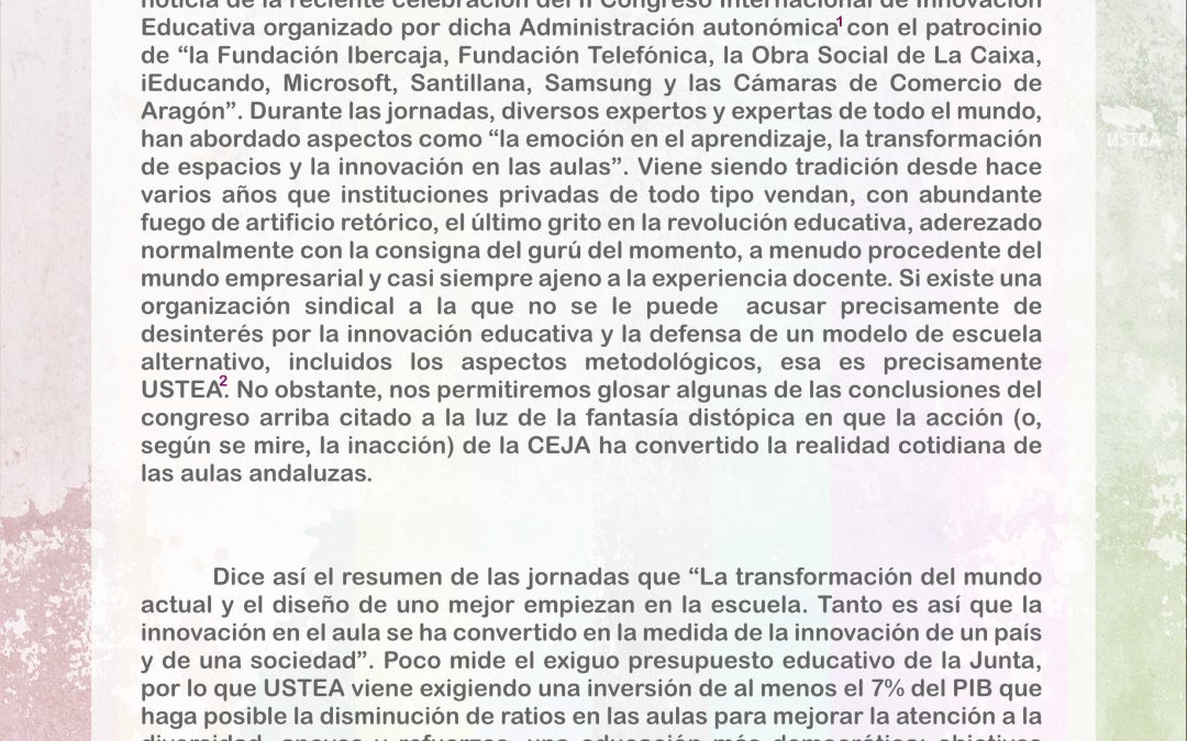 UTOPÍAS Y REALIDADES: LA TITÁNICA EXPERIENCIA DE DAR CLASE EN UN CENTRO DOCENTE DE ANDALUCÍA