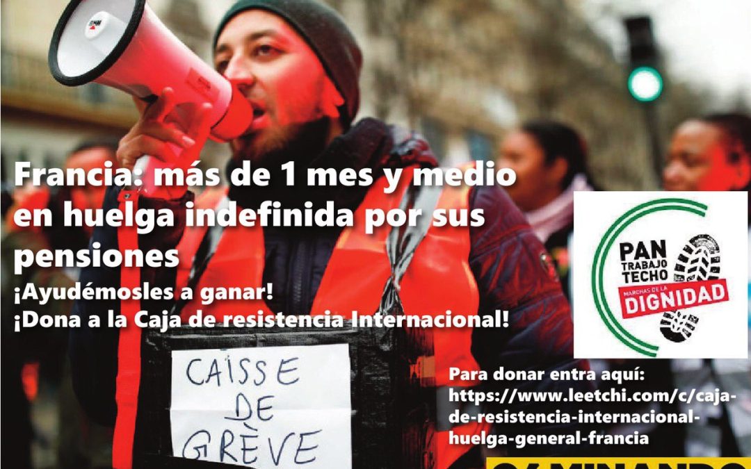 Caja de resistencia en apoyo a la huelga contra la reforma de las pensiones en Francia